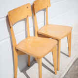 Pair of Luterma wooden chairs, light wood chair, bistro chair, extra chair, kitchen, countryside