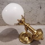 Pair of brass boat swivel appliques - opalin glass globe