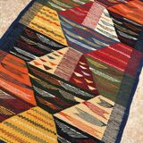 Petit tapis marocain, kilim picaso, tapis tissé plat, décoration intérieure
