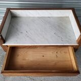 Ancienne table de toilette coiffeuse en marbre et bois massif