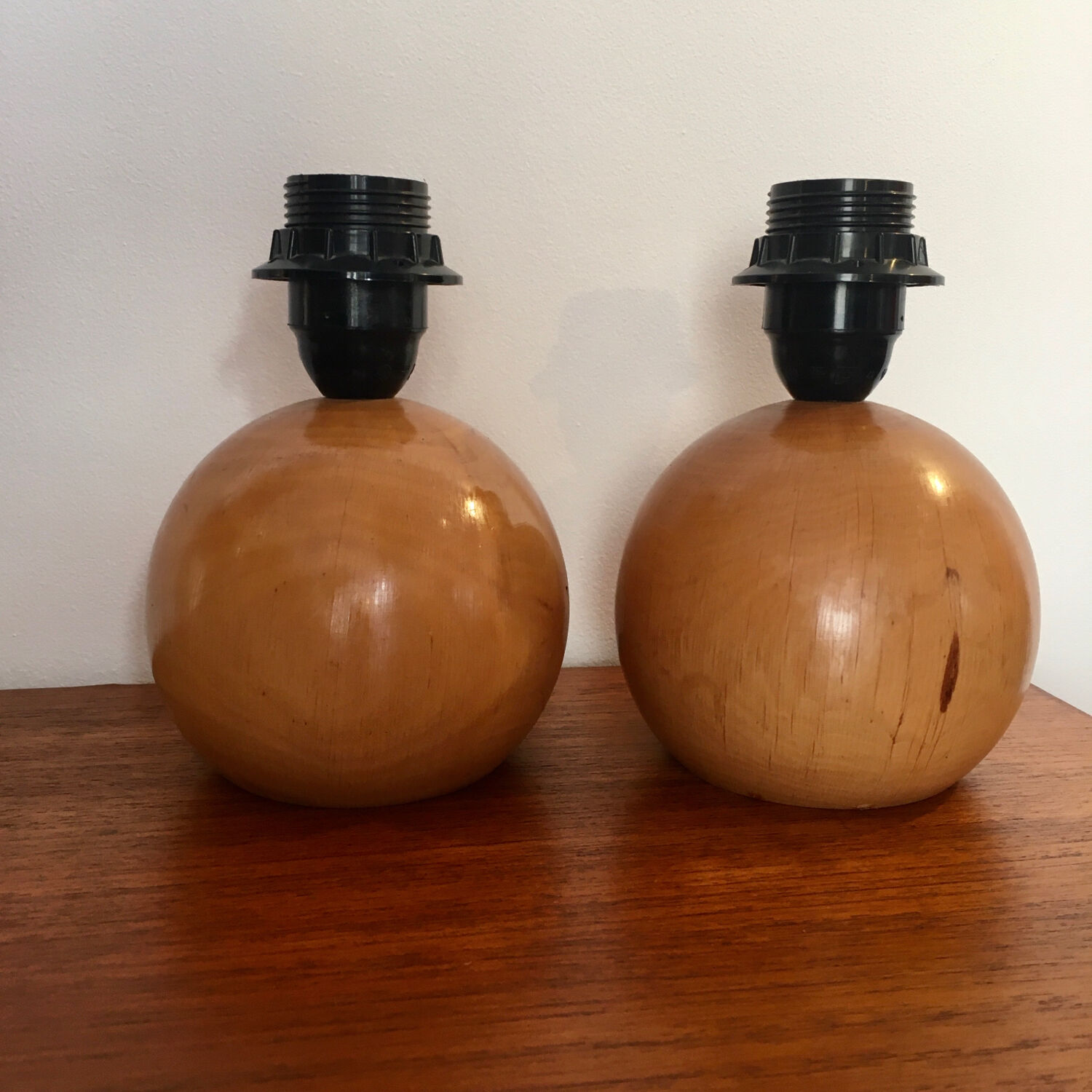 Solid wood ball lamp legs, 1980s