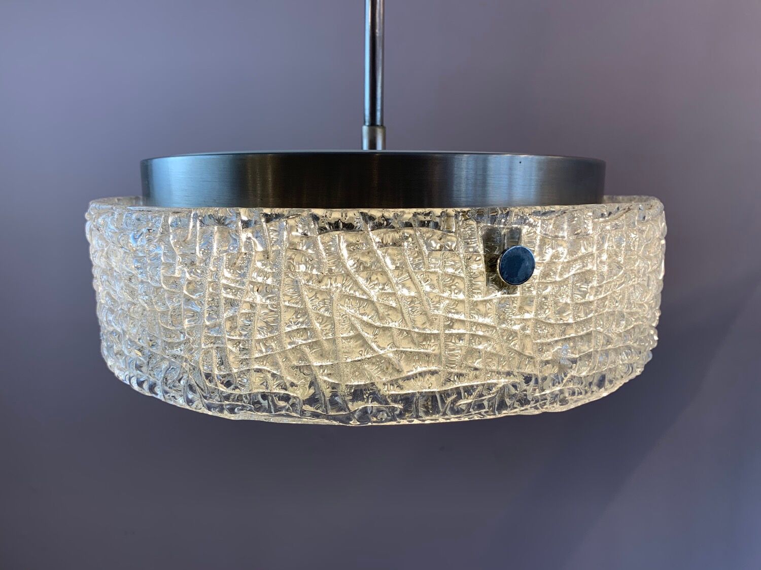 Suspension en verre texturé du Kaiser Leuchten allemand, années 1960