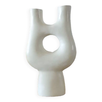 Vase forme organique en tadelakt blanc