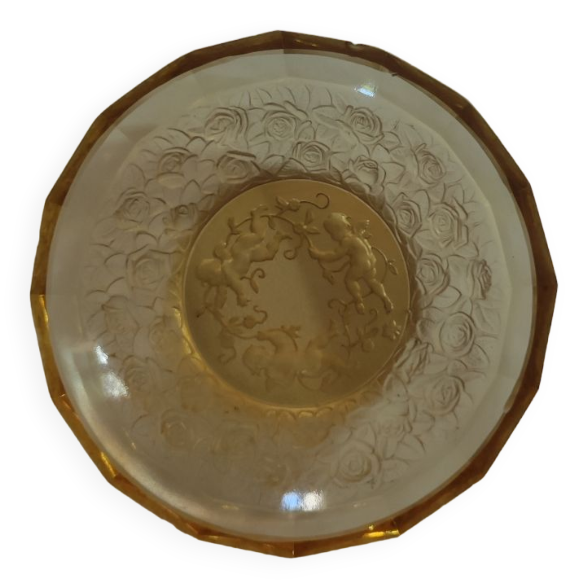 Old empty cup golden yellow glass pocket