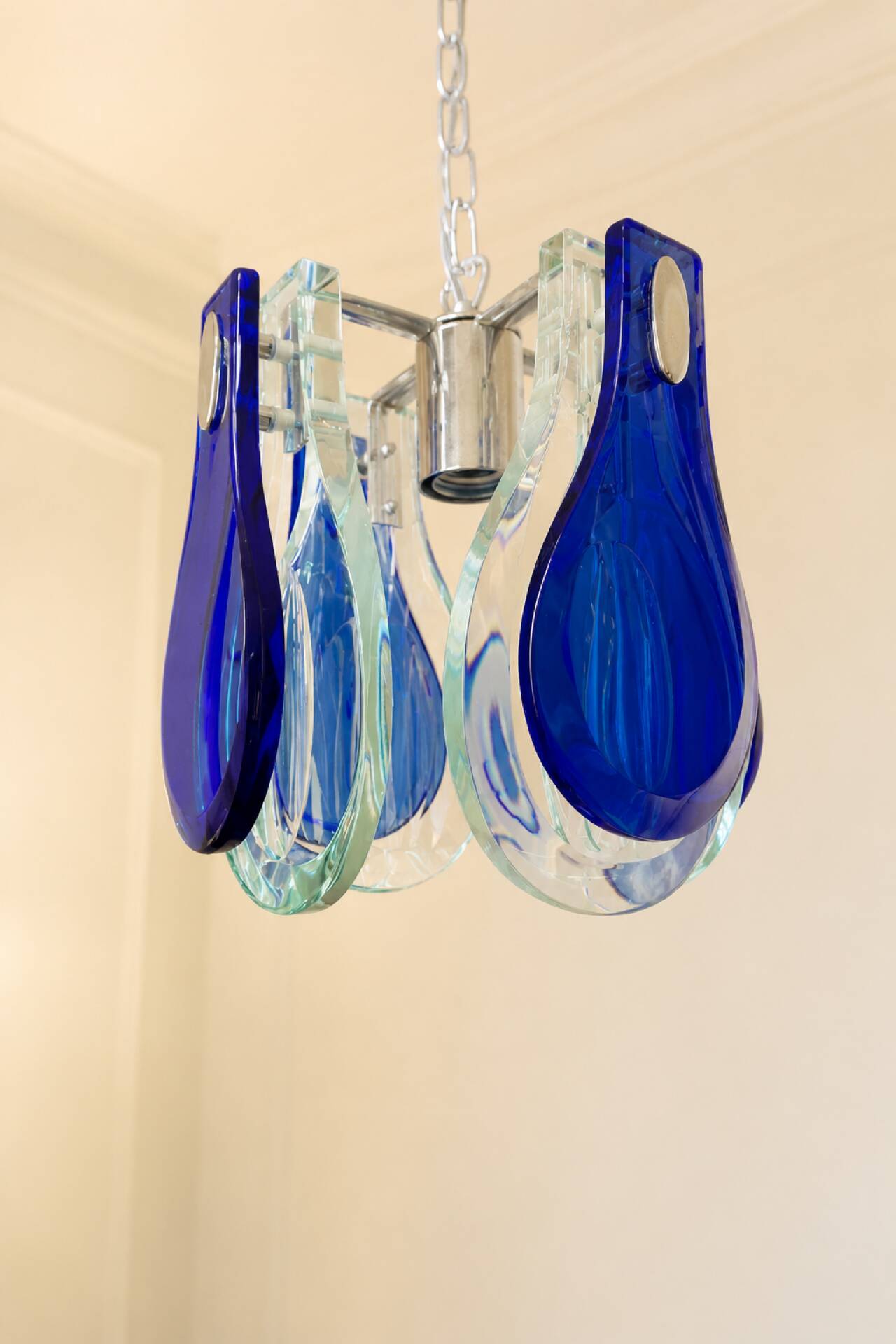 Blue Murano glass suspension light, Italy, 1970s