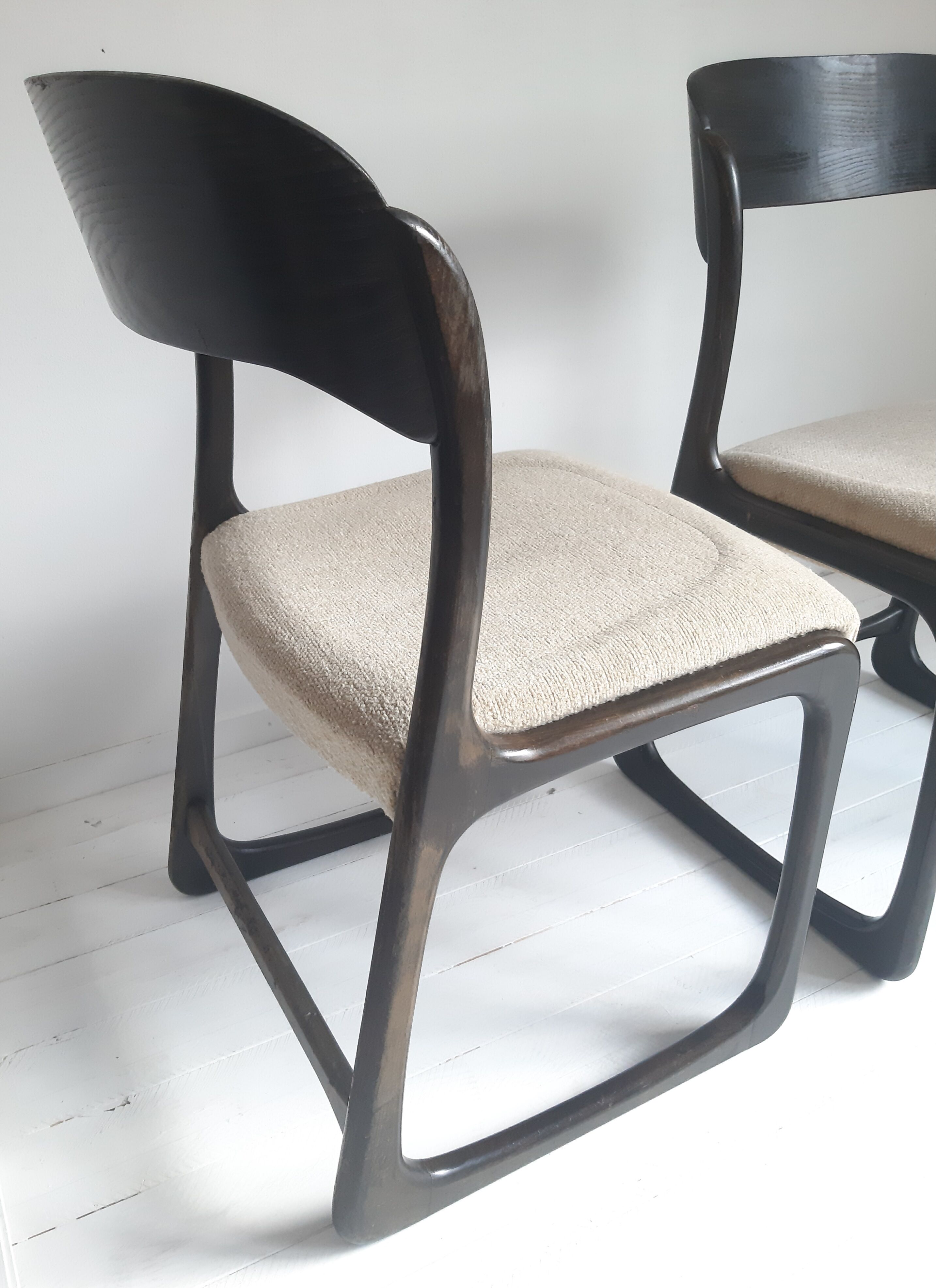 Duo of sleigh chairs