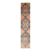 Tapis coureur vintage en laine et coton turc noué à la main orange 80x394