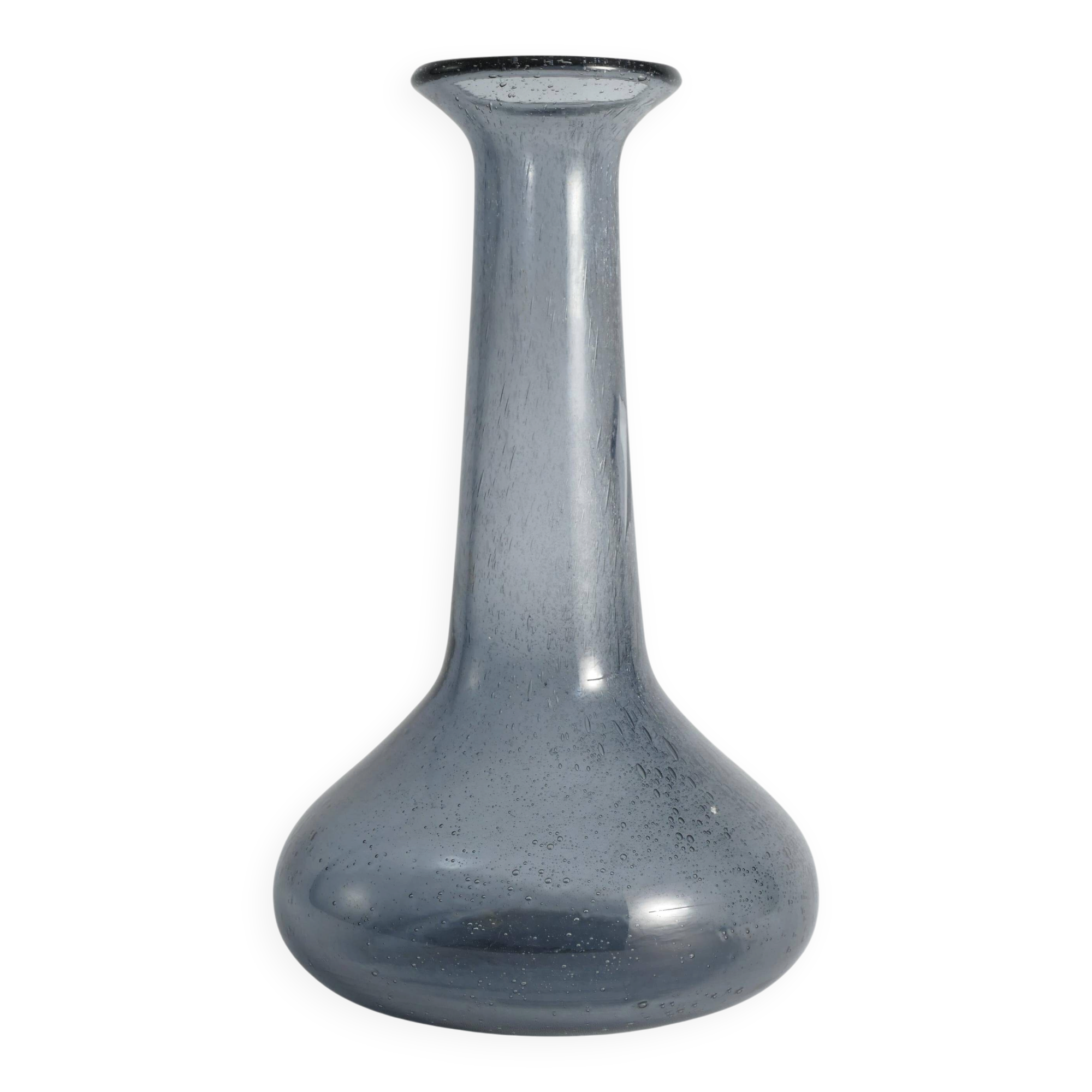 Scandinavian Modern Blue Glass Vase by Erik Höglund for Boda, Sweden 1960's