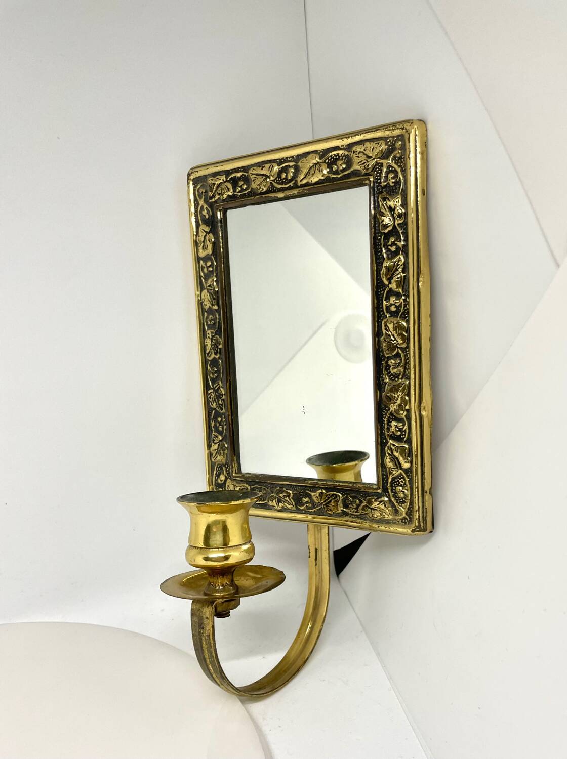 Vintage  Brass Wall mirrored Candle Sconce