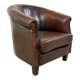 Vintage dark brown sheep leather clubchair rijsbergen