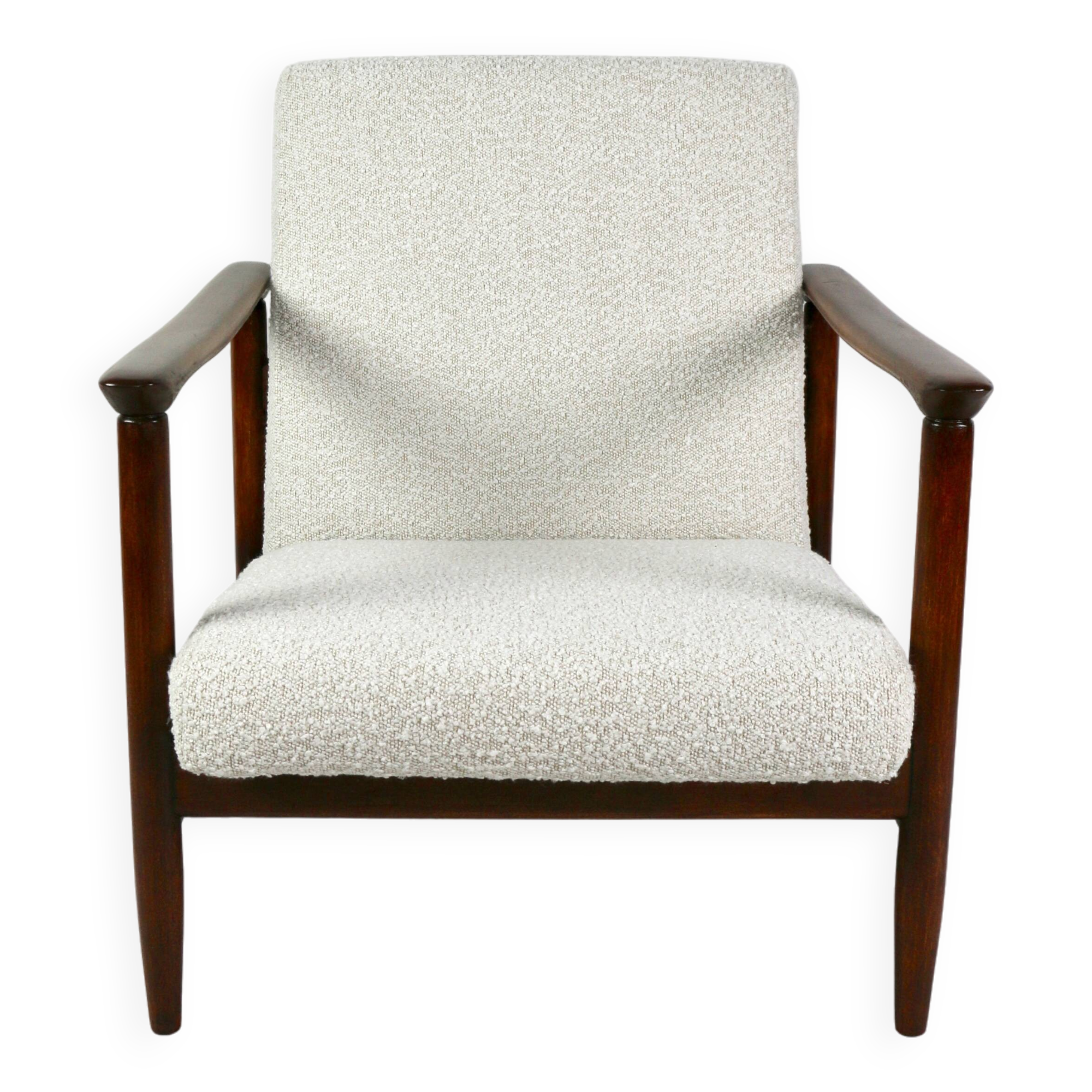 Fauteuil Boucle GFM-142 en ivoire blanc attribué à Edmund Homa, années 1970
