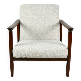 Fauteuil Boucle GFM-142 en ivoire blanc attribué à Edmund Homa, années 1970