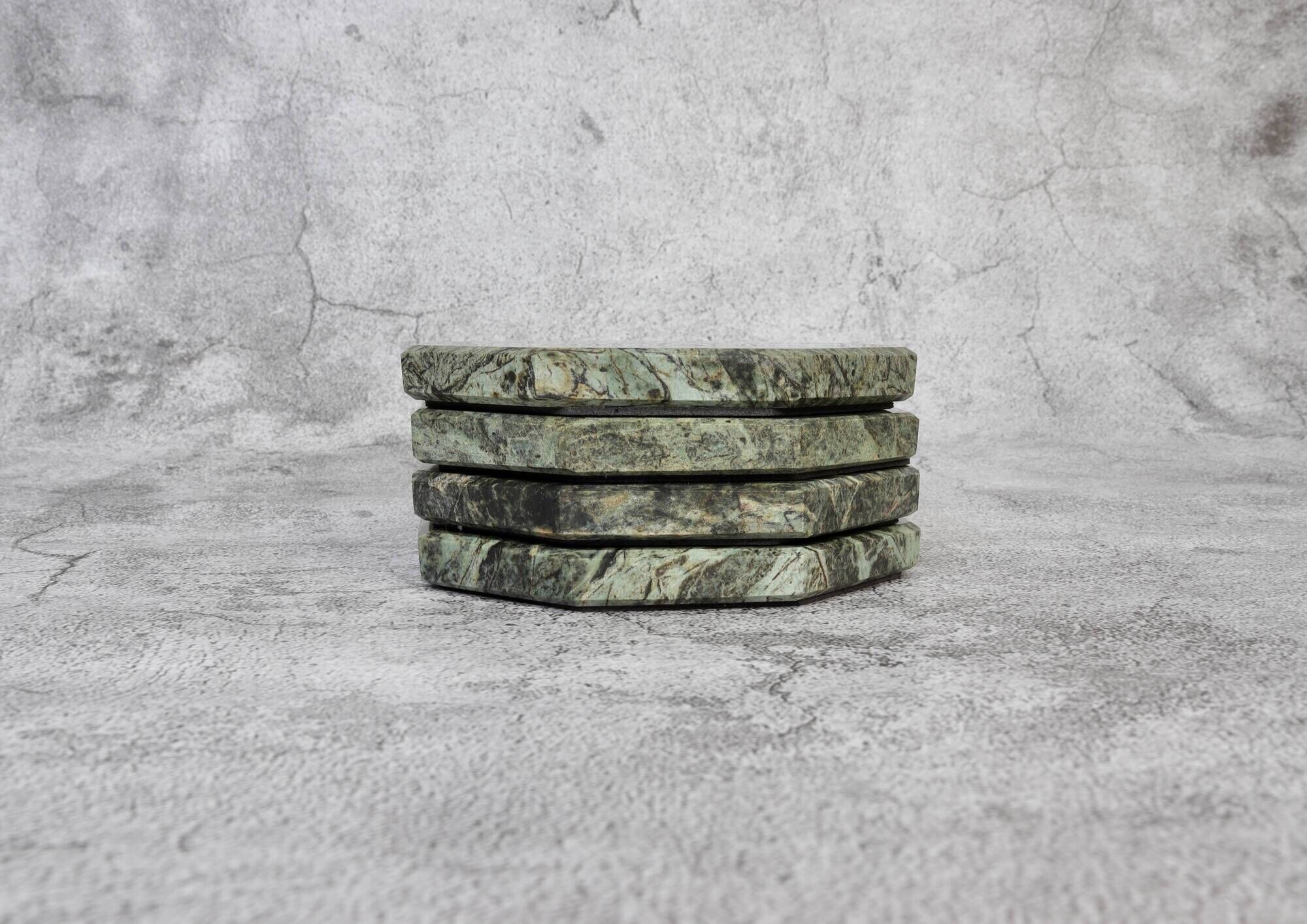 Angelo – Indian Green Octagonal Natural Marble Coasters - set of 4