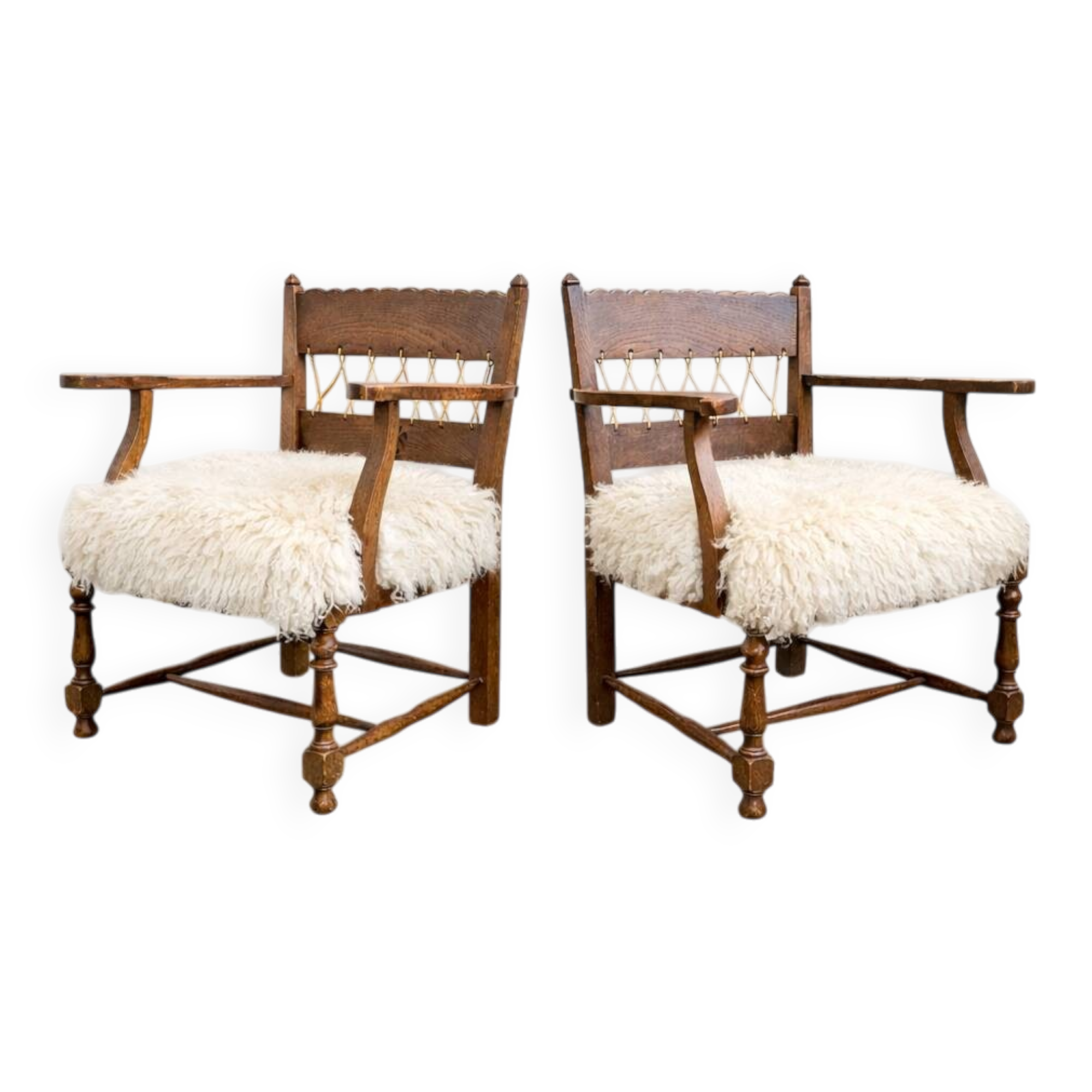Austrian reform–Werkbund pair of armchairs, design attributed to Oskar Strnad, late 1920s – early 1930s. (extremely rare)