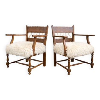 Austrian reform–Werkbund pair of armchairs, design attributed to Oskar Strnad, late 1920s – early 1930s. (extremely rare)