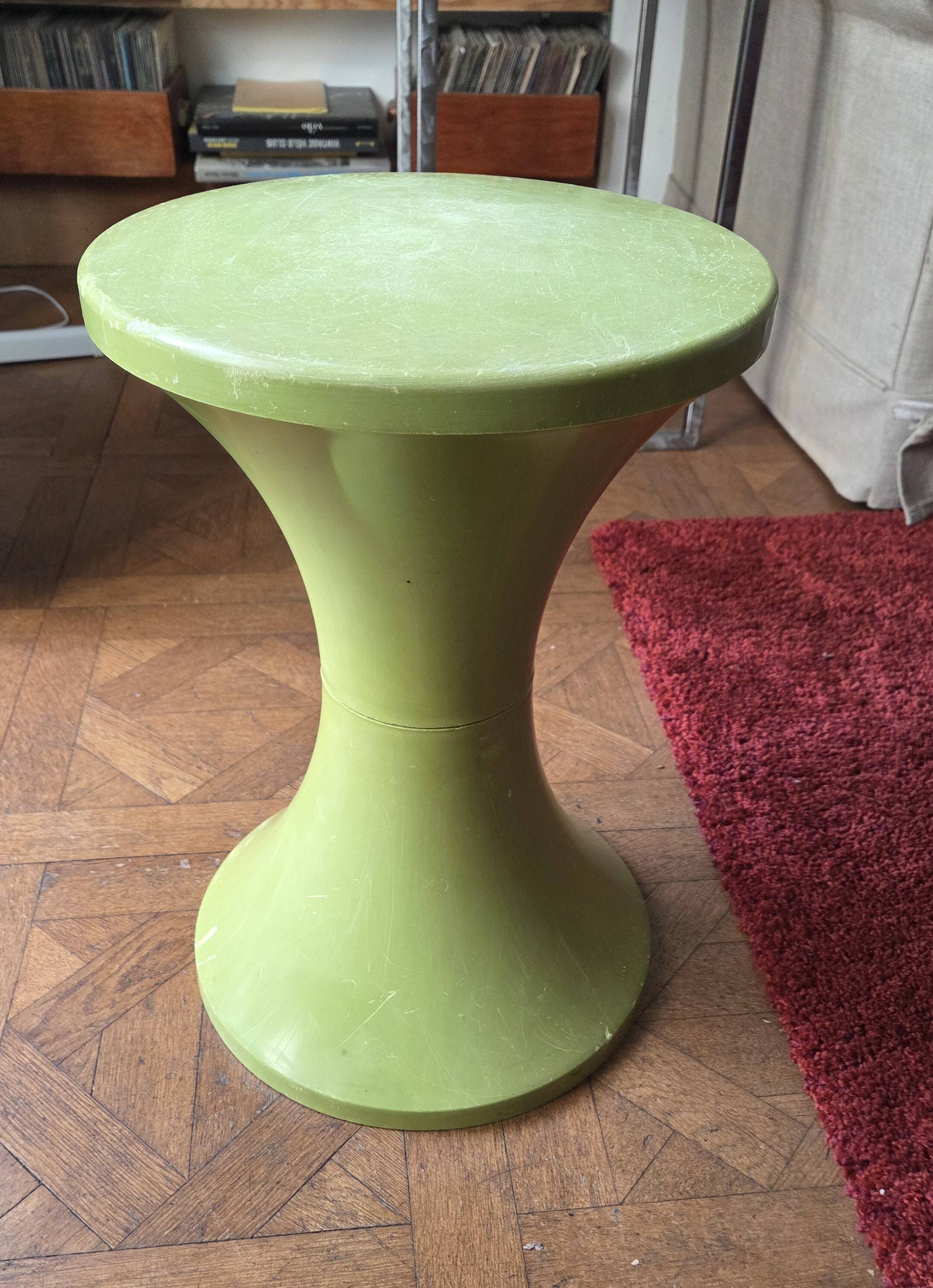 Tam Tam Original Stool - Henry Massonnet / Stamp - Vintage 70s Anise Green
