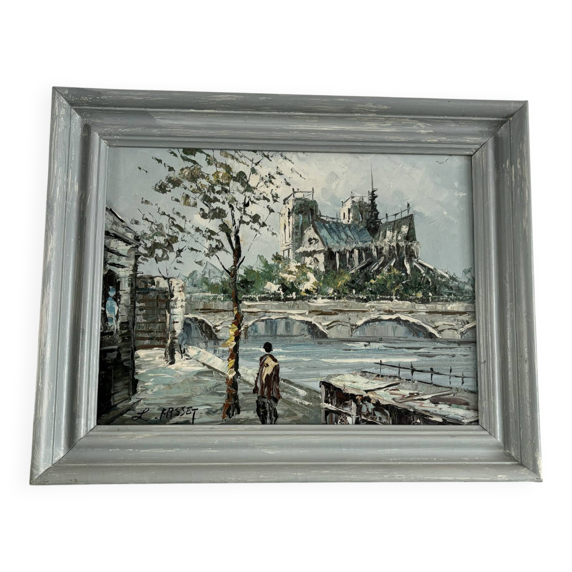Painting L.Basset Notre Dame and the quays