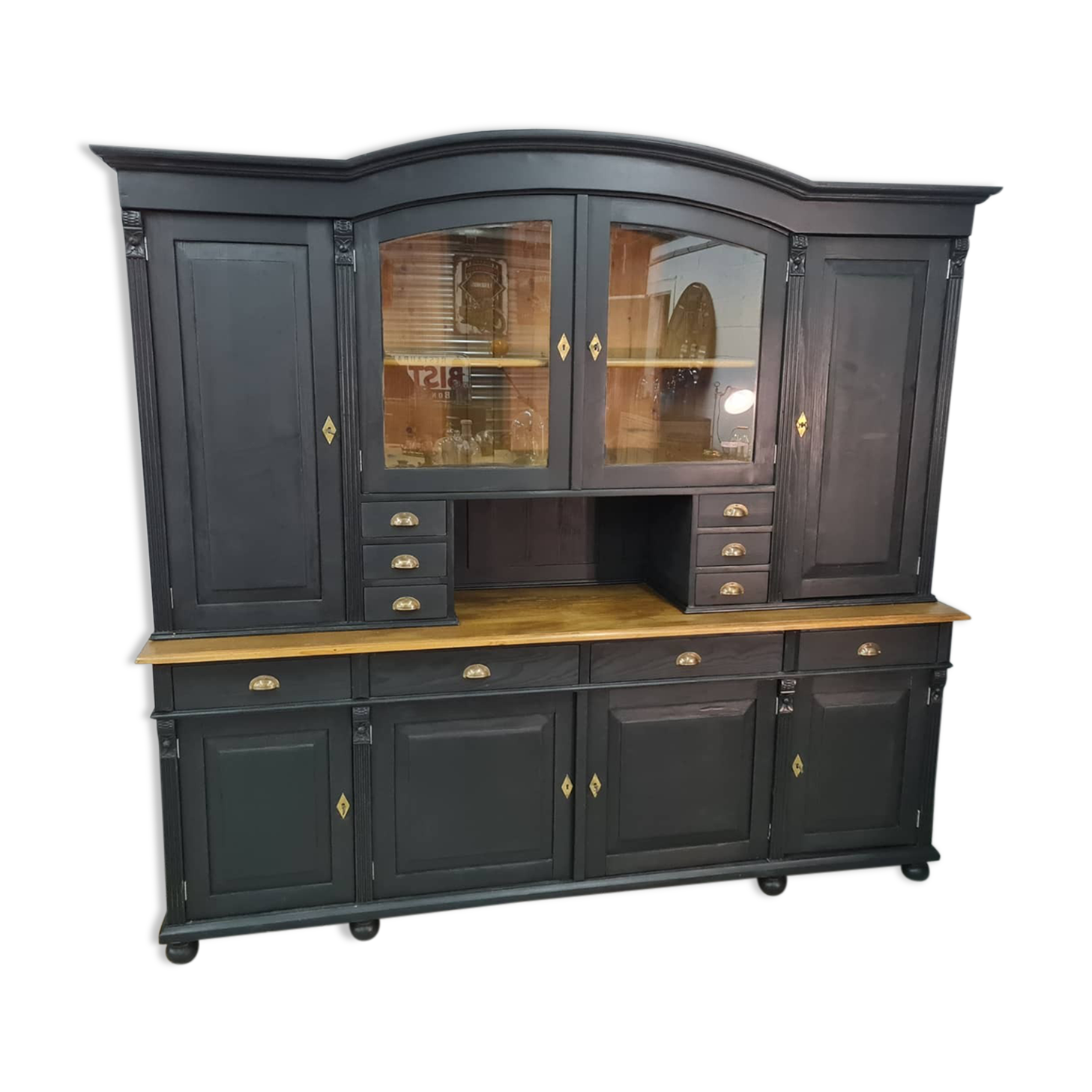 Large cabinet cabinet patina black buffet bookcase drawers
