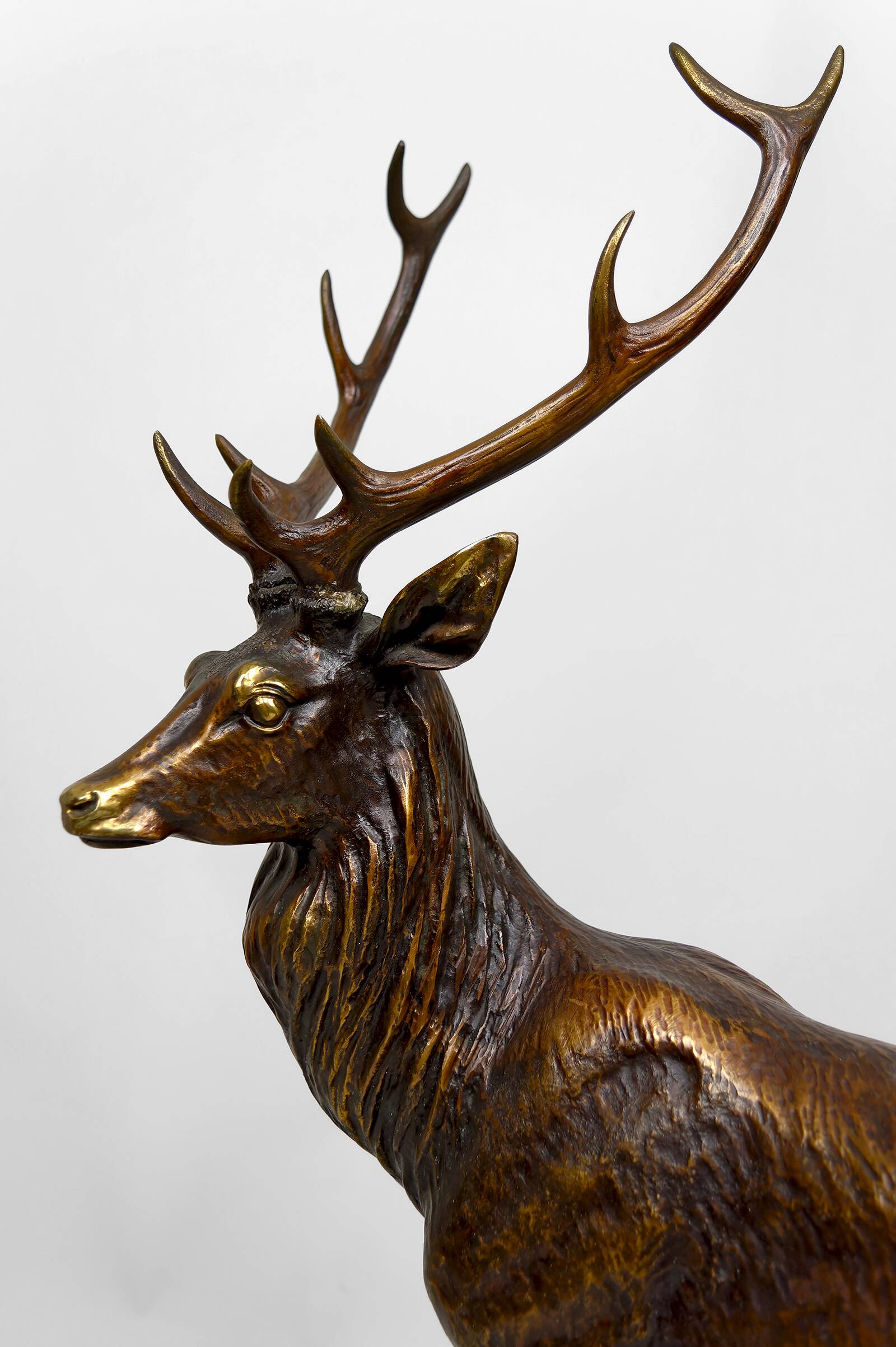 Important Bronze and Marble Sculptural Lamp, Deer, Art Deco, France
