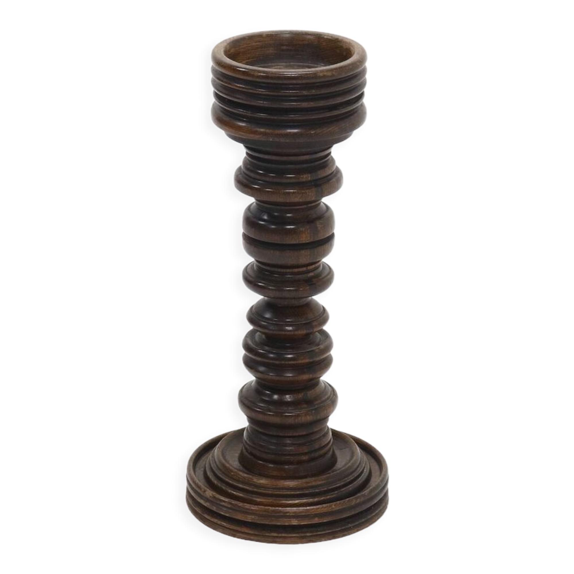 Solid Oak Wooden Skrew Pedestal 1960s