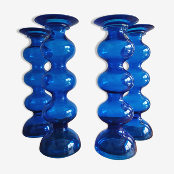 Lot de 4 bougeoirs bleus