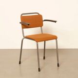 Chaise d'école Gispen 206 rembourrée gris clair
