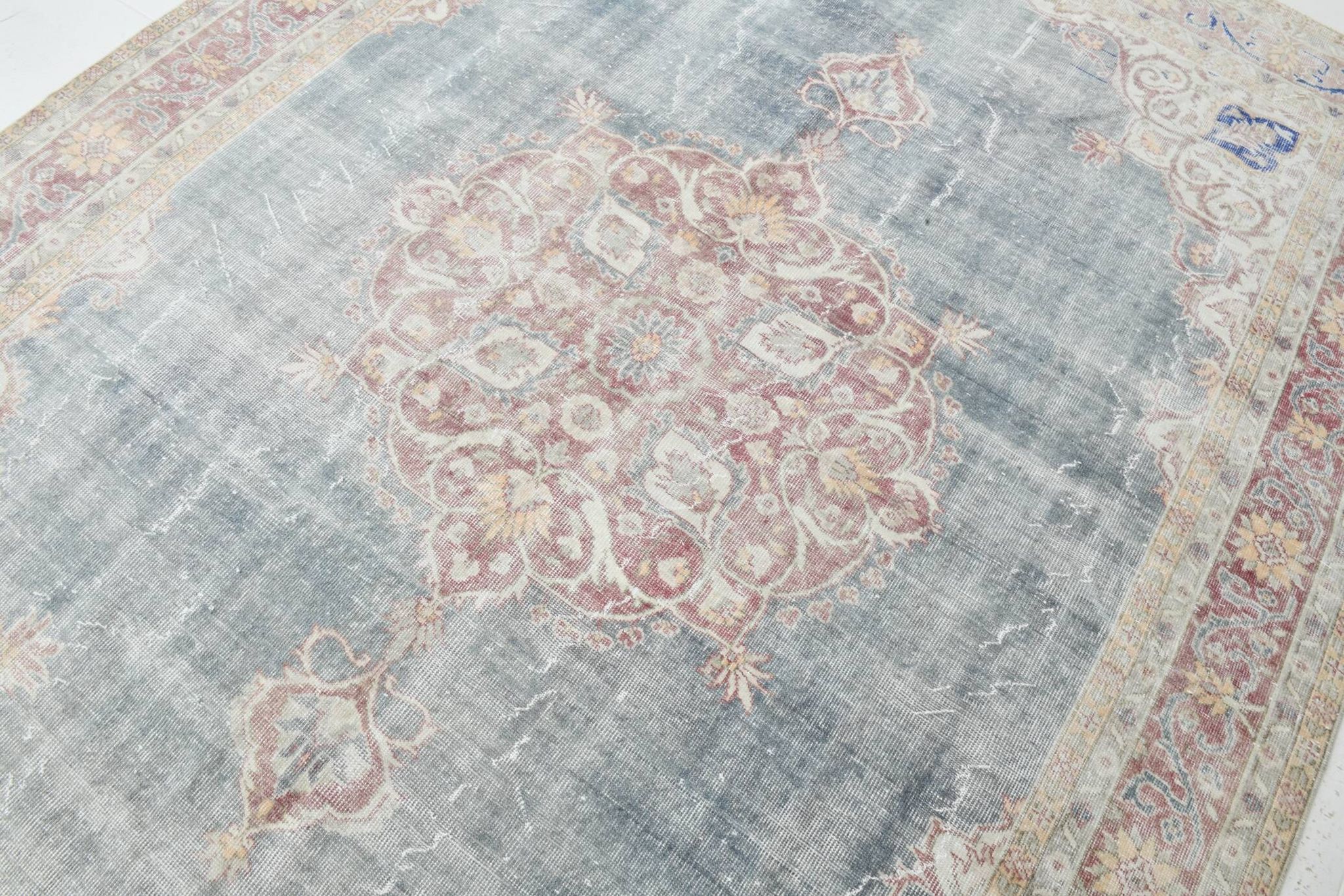 8x11 Light Navy Blue Classic Turkish Vintage Rug, 239x333Cm