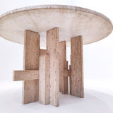 Mid-century modern travertine dining table