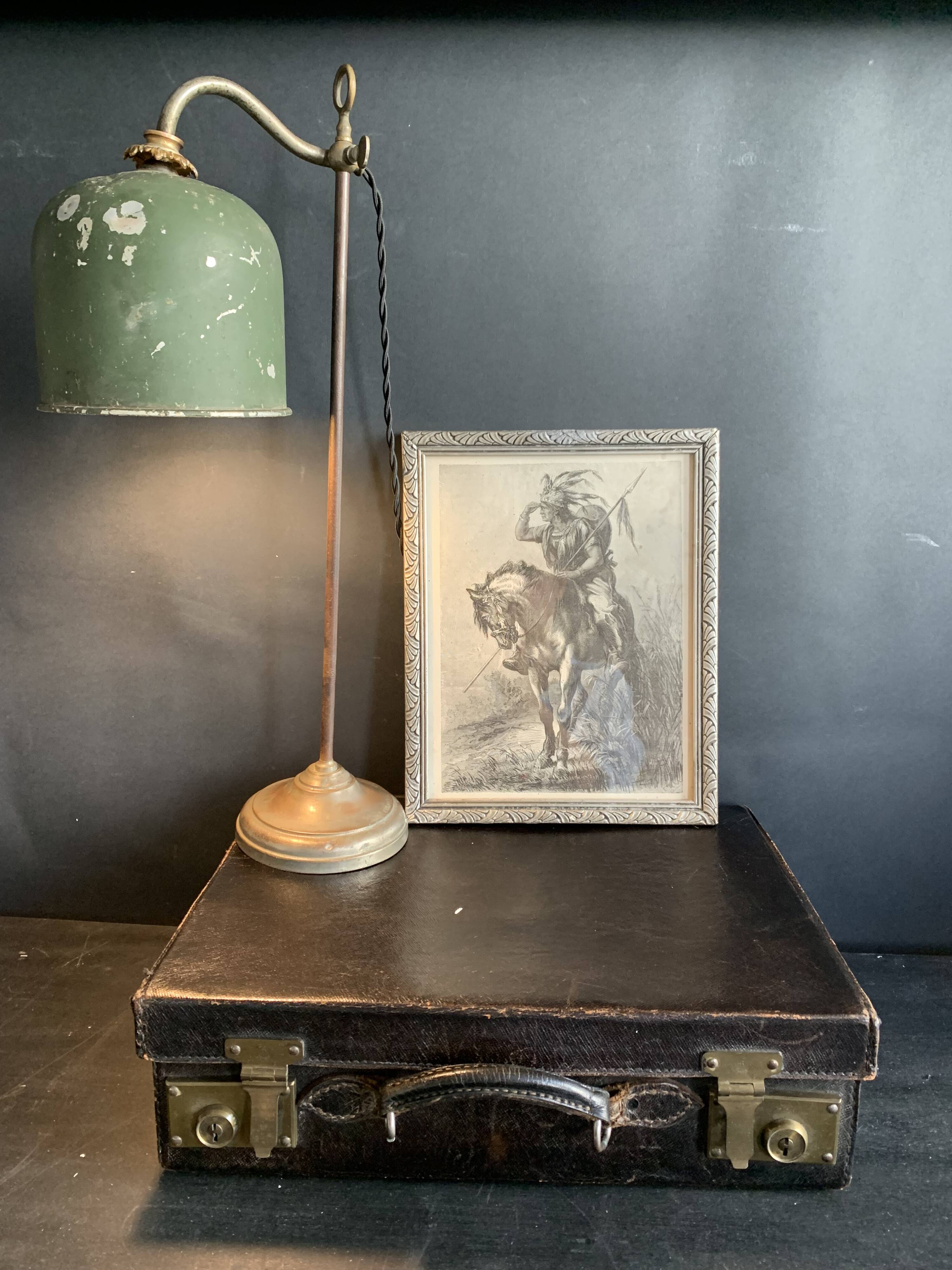 Workshop lamp, up and down, and green metal shade, 1930