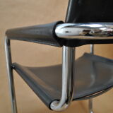 chair design vintage tubes chrome leather black