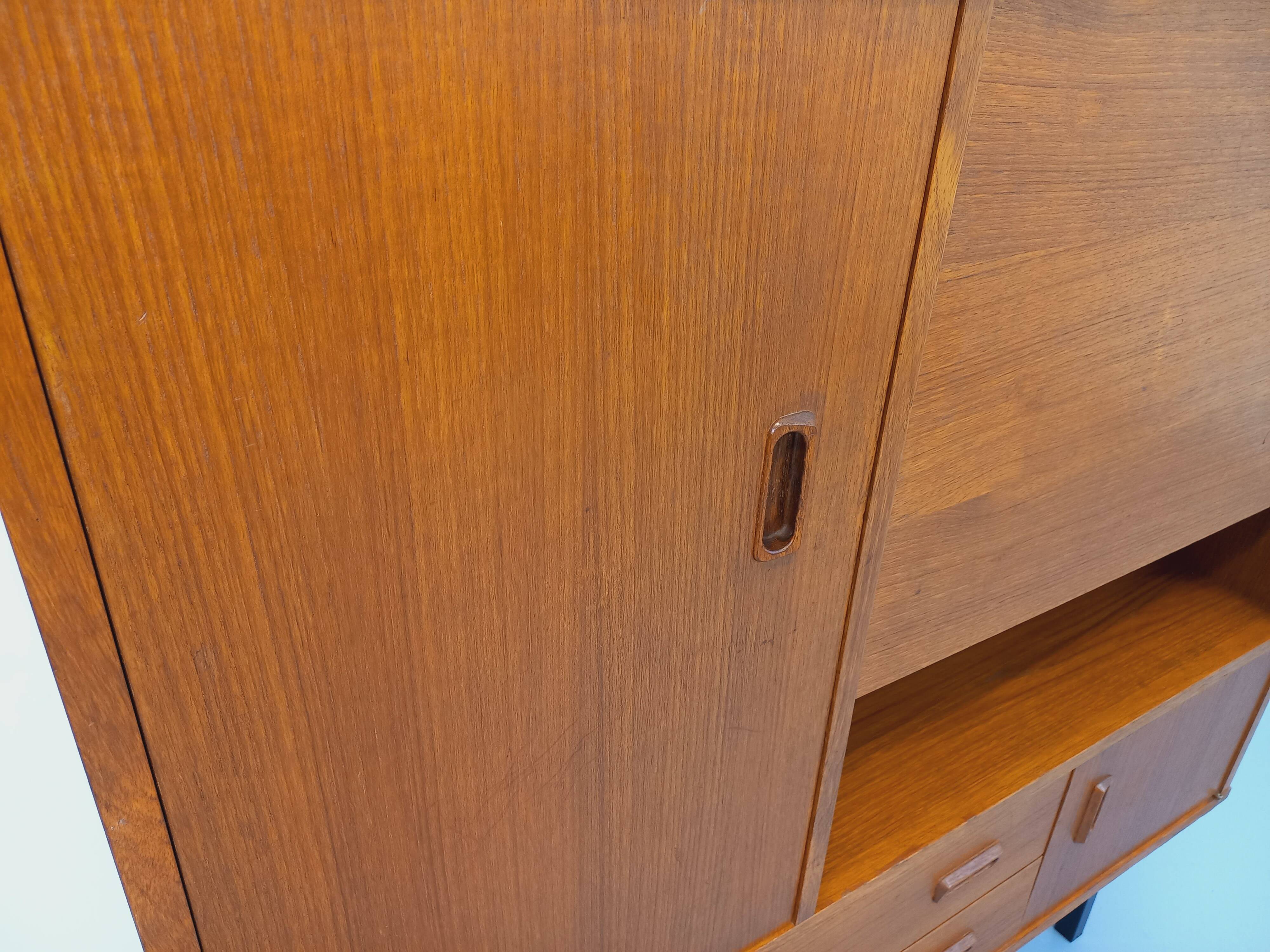 Vintage Scandinavian style secretary bookshelf storage furniture.