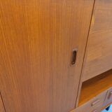 Vintage Scandinavian style secretary bookshelf storage furniture.