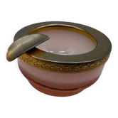 Luxurious Vintage Ashtray in Satin Pink Glass and Golden Frame | Catchall