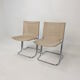 Set of 2 italian canvas and chromed metal chairs, 1970's