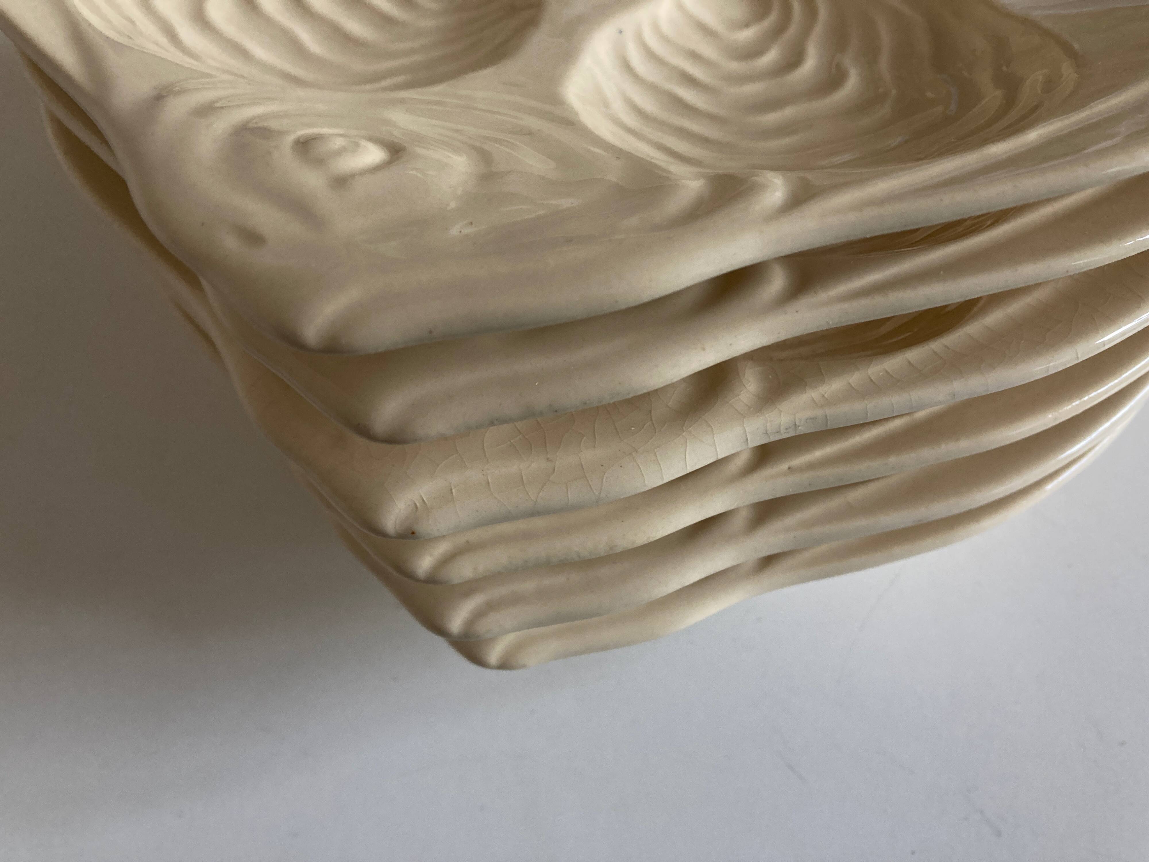 set of 6 oyster plates in ivory Gien earthenware 1960
