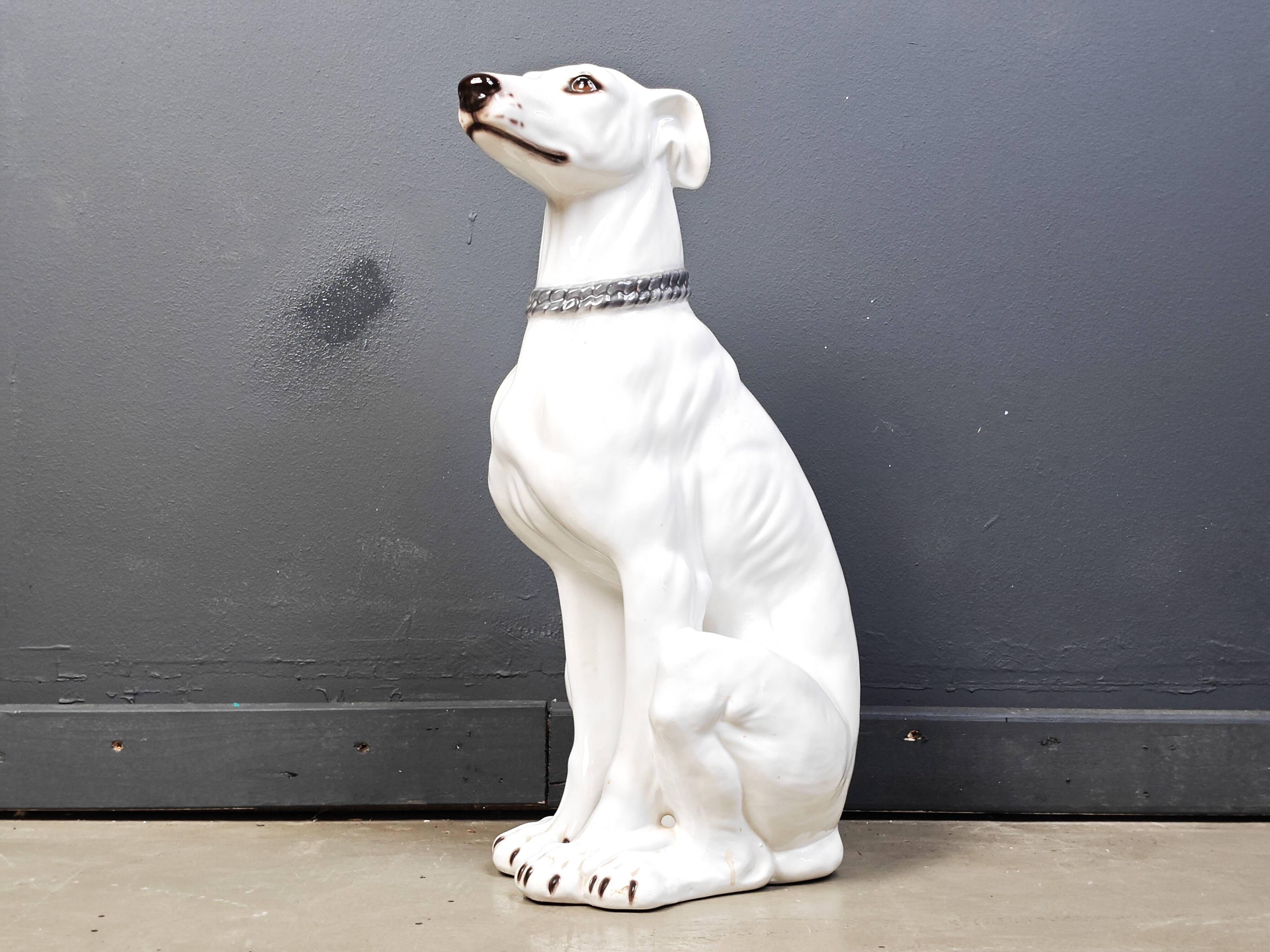 Sculpture de lévrier en céramique vintage, années 1960 - Italie