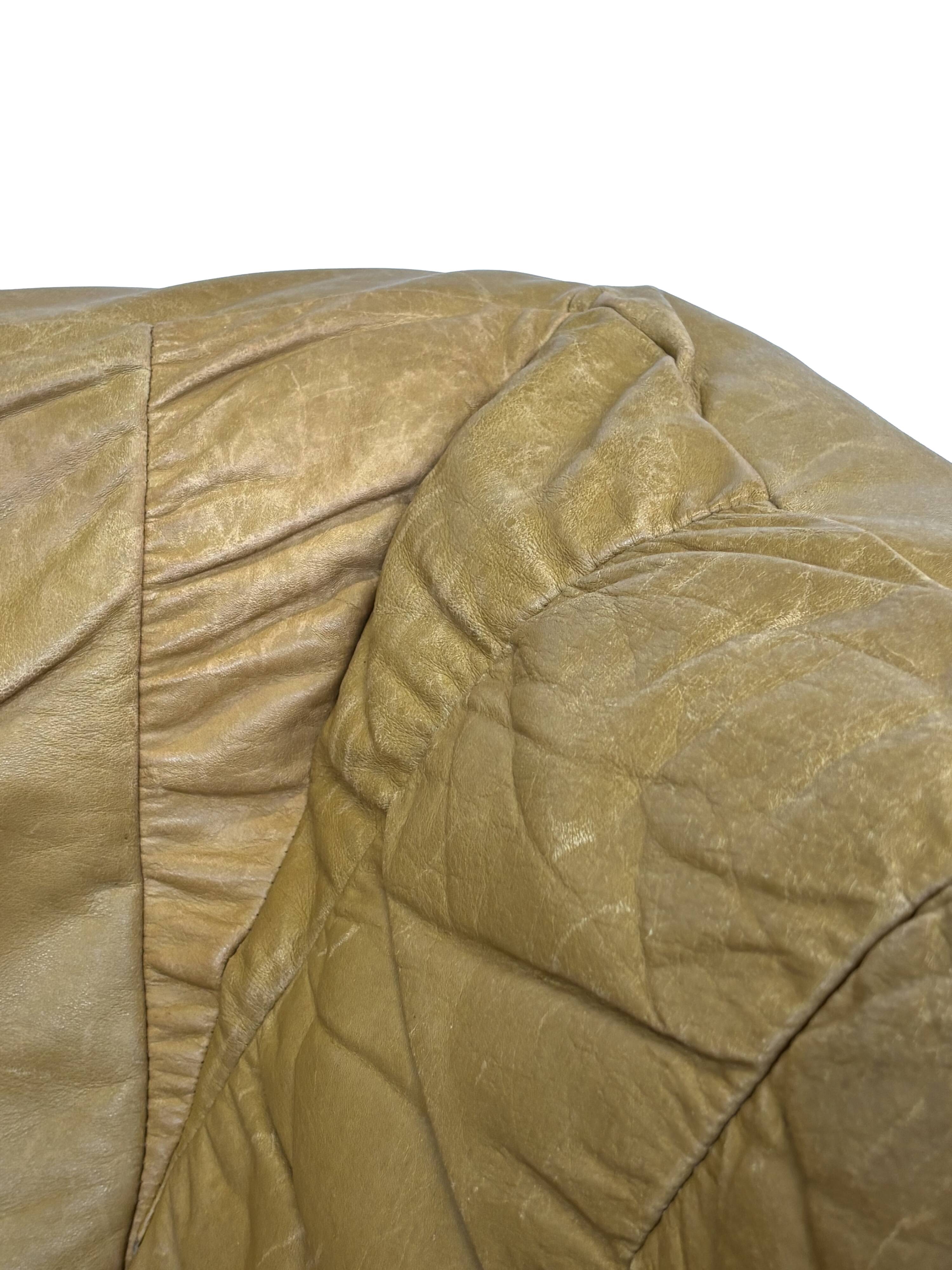 Canapé de salon Mid-Century en cuir cognac petit modèle