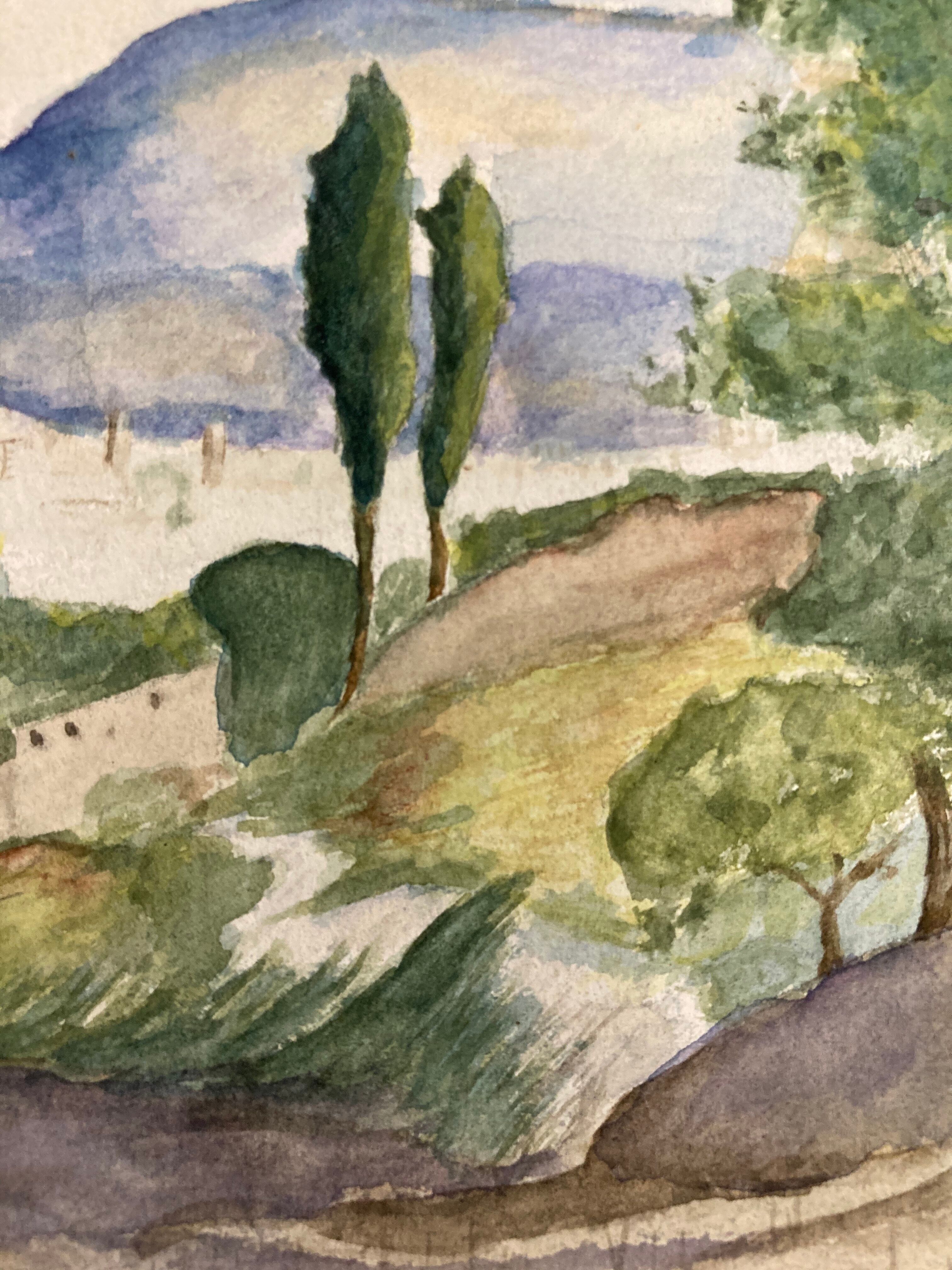 Aquarelle paysage vintage