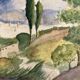 Aquarelle paysage vintage