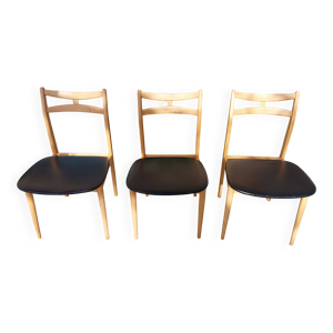 3 chaises style scandinave, - noir simili