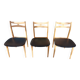 3 chaises style scandinave, bois clair et simili noir