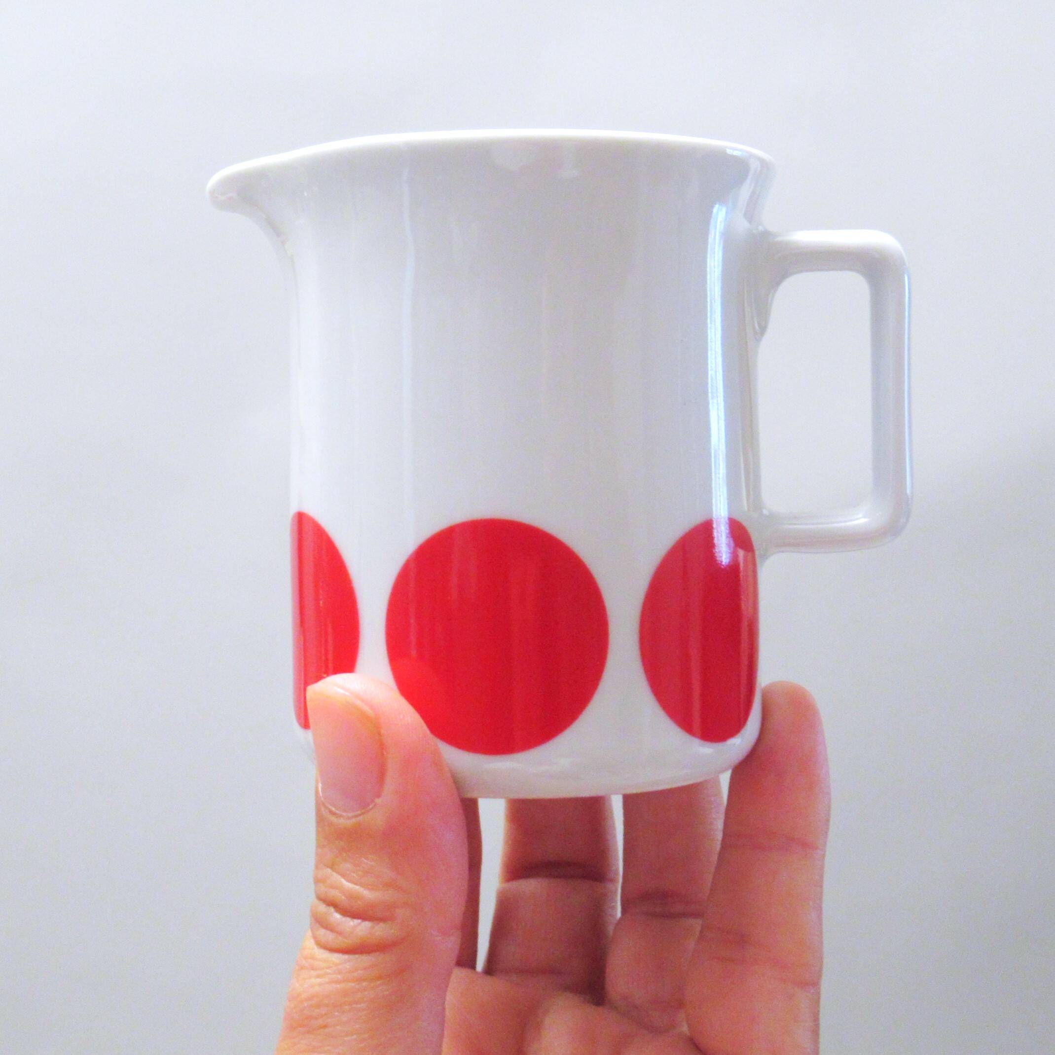 70s red polka dot porcelain coffee set