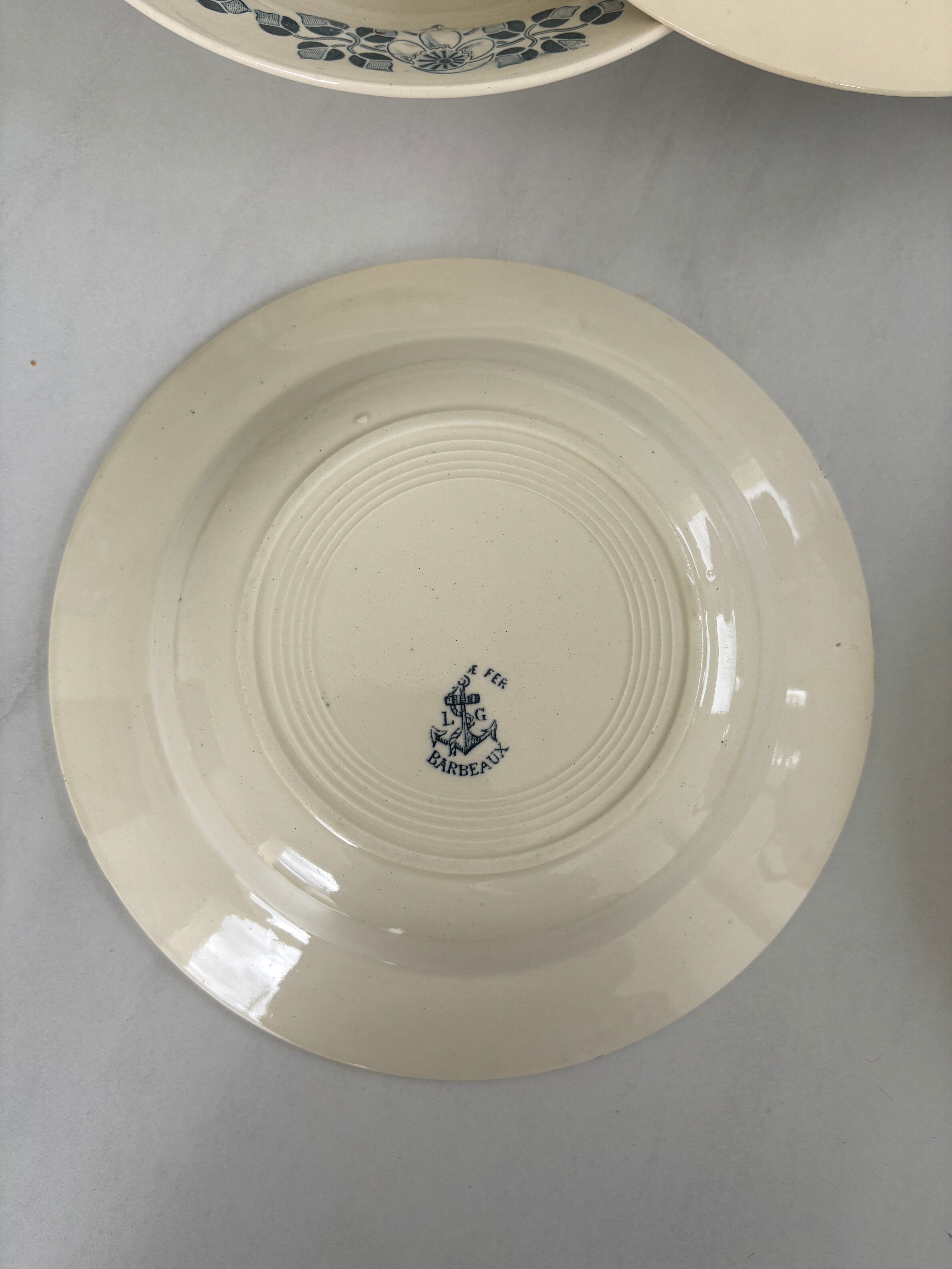 Lot 6 blue ironstone deep plates French earthenware ironstone