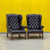 Vintage Tufted Leather Chesterfield Style Wing Back Chair (Price is For One Chair)