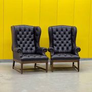 Vintage Tufted Leather Chesterfield Style Wing Back Chair (Price is For One Chair)