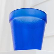 Large Vintage Deep Blue Glass Flower Pot with Textured Surface – Mid-Century Italian Glass, 1970s