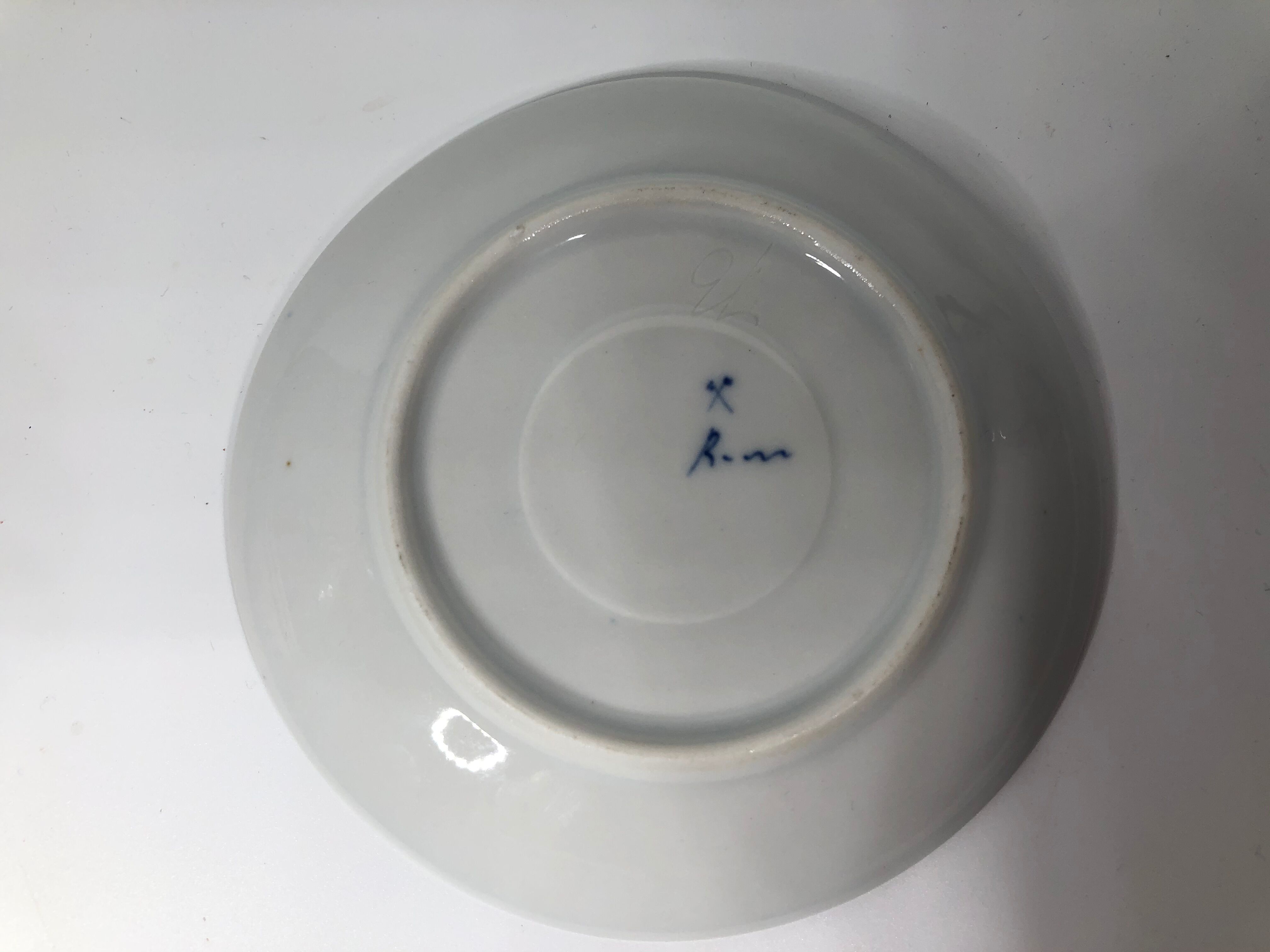 4 old cups and under Rauenstein Delft cups