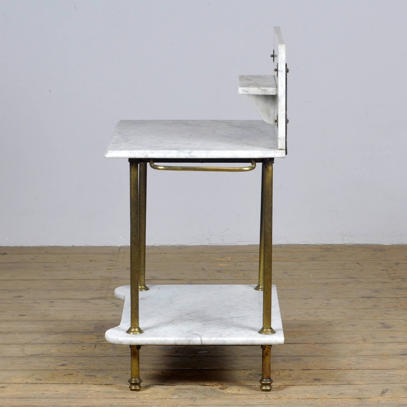 Antique wash stand in brass and marble, circa 1880