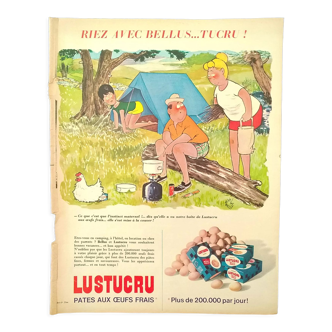 A Lustucru camping pasta paper advertisement