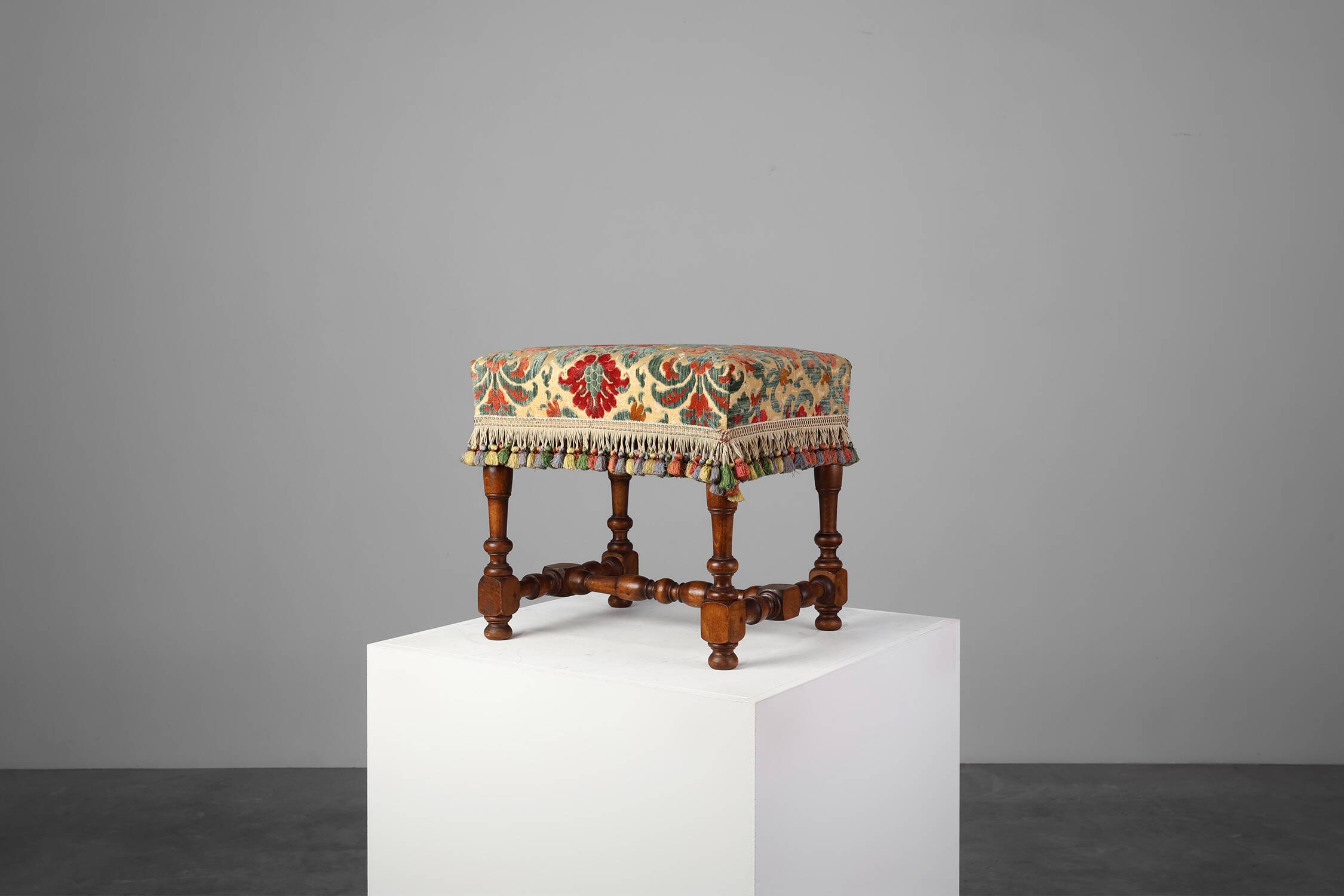 Early 20th Century Wood & Fabric footstool, France